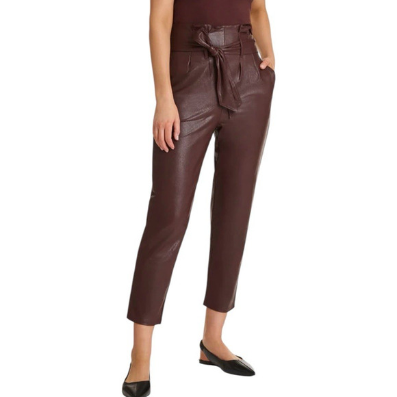 Commando Vegan Faux Leather Paperbag Pants Size XS Ox Blood Red Grunge Fall - Picture 1 of 16